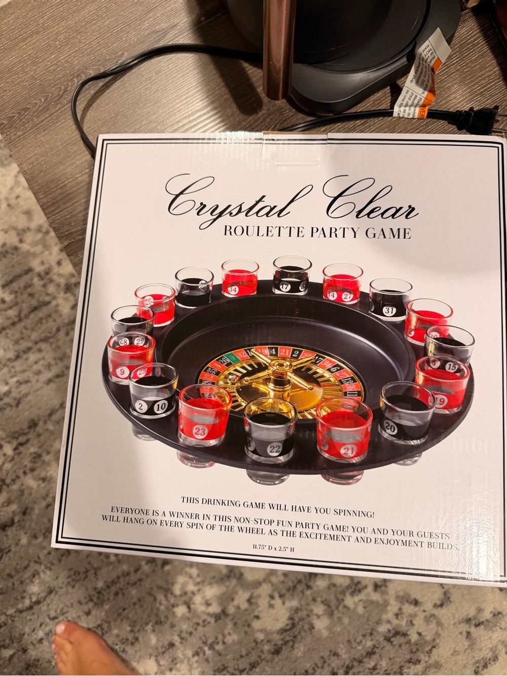 Roulette Party Game - Black with Red & Clear Shot Glasses